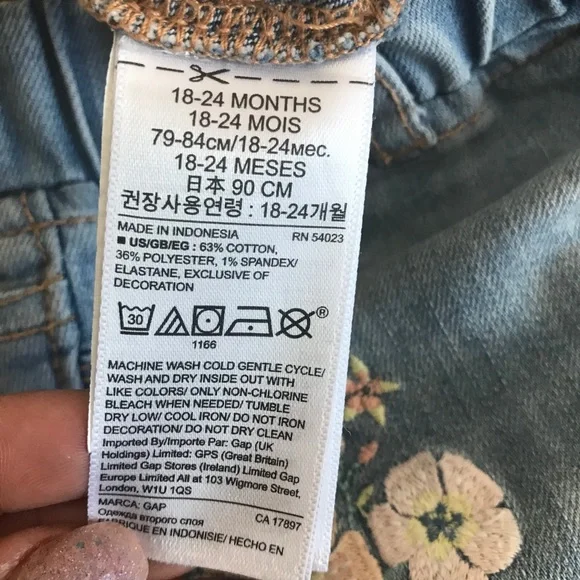 GAP Baby Flower Jeggings - Size 18-24 Months - Picture 6 of 6